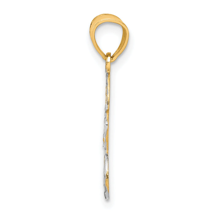 10K w/Rhodium Filigree Flower Charm-10C1003