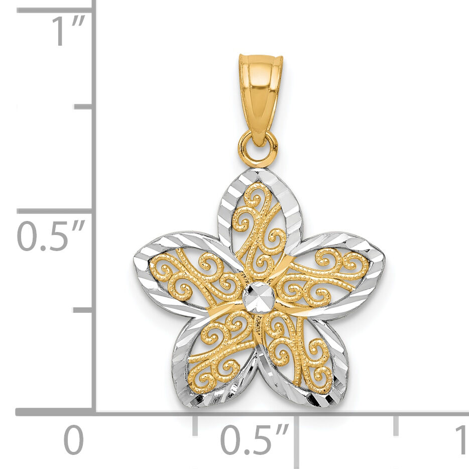 10K w/Rhodium Filigree Flower Charm-10C1003