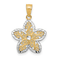 10K w/Rhodium Filigree Flower Charm-10C1003