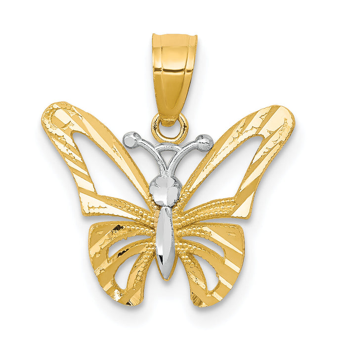10K w/ Rhodium Butterfly Pendant-10C1005