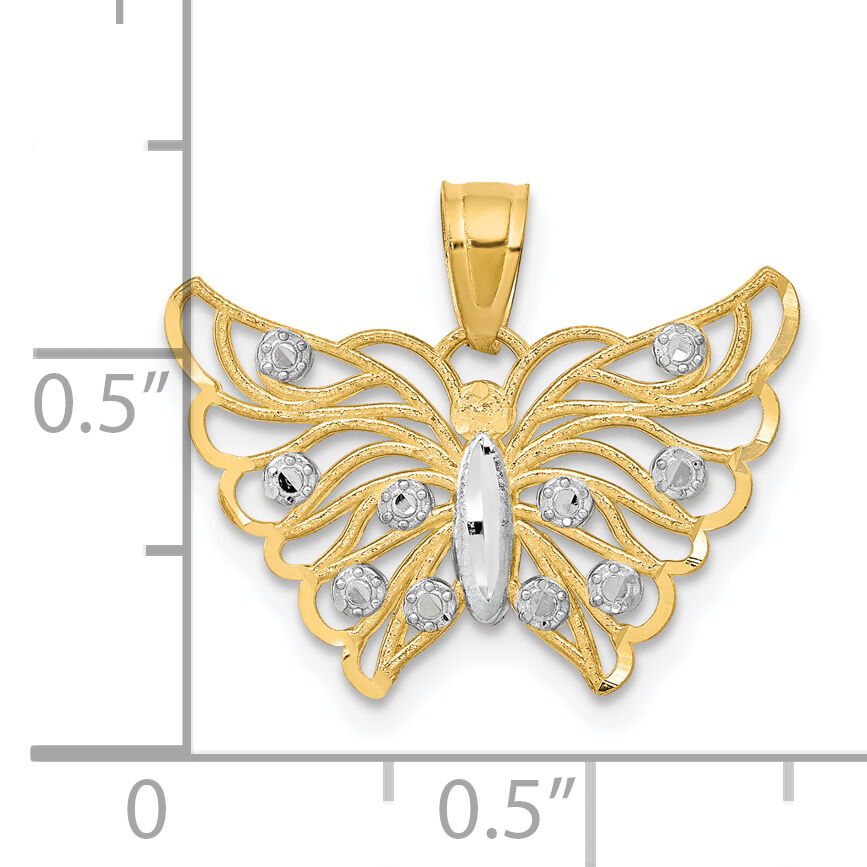 10K w/ Rhodium Butterfly Pendant-10C1006