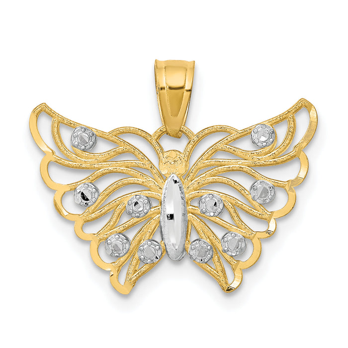 10K w/ Rhodium Butterfly Pendant-10C1006