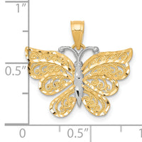 10K w/ Rhodium Butterfly Pendant-10C1008