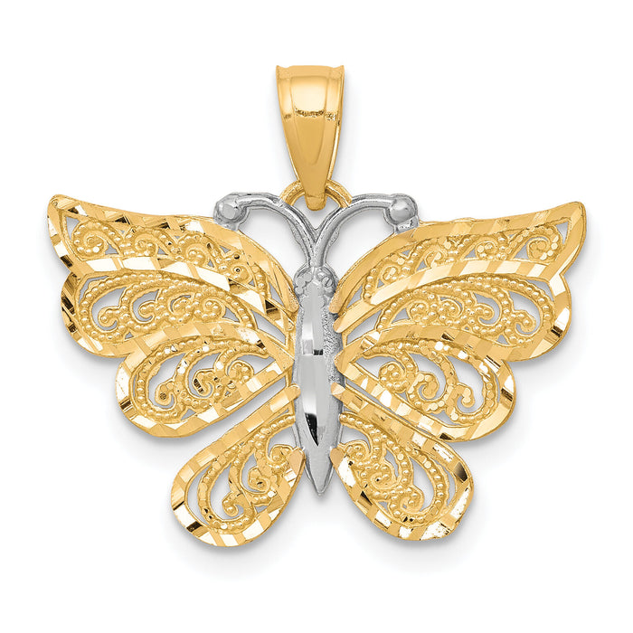 10K w/ Rhodium Butterfly Pendant-10C1008