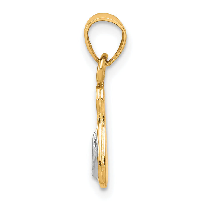 10K w/Rhodium 3D Flip Flop Charm-10C1011