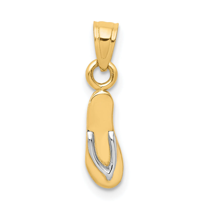 10K w/Rhodium 3D Flip Flop Charm-10C1011
