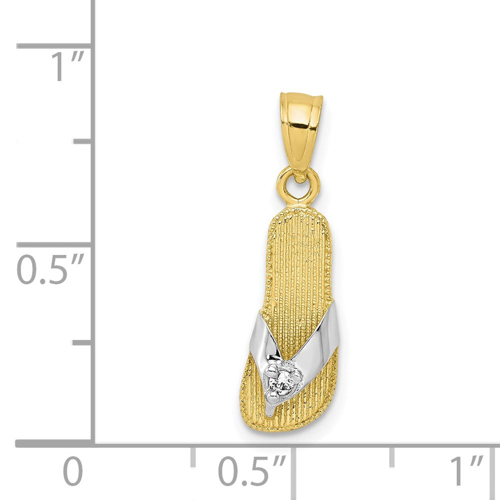 10k & Rhodium CZ Flip Flop Charm-10C1013