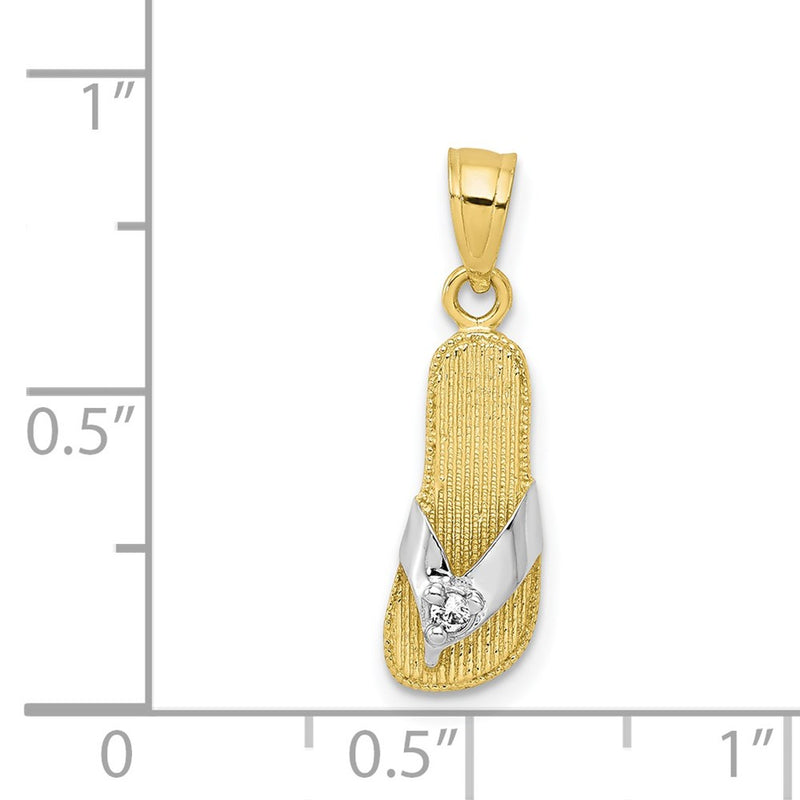 10k & Rhodium CZ Flip Flop Charm-10C1013