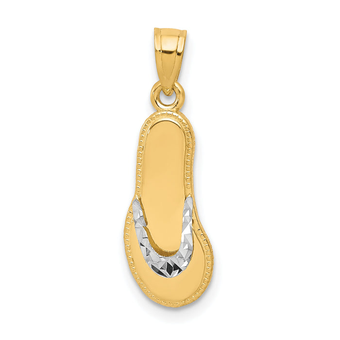 10K w/Rhodium Flip Flop Charm-10C1014