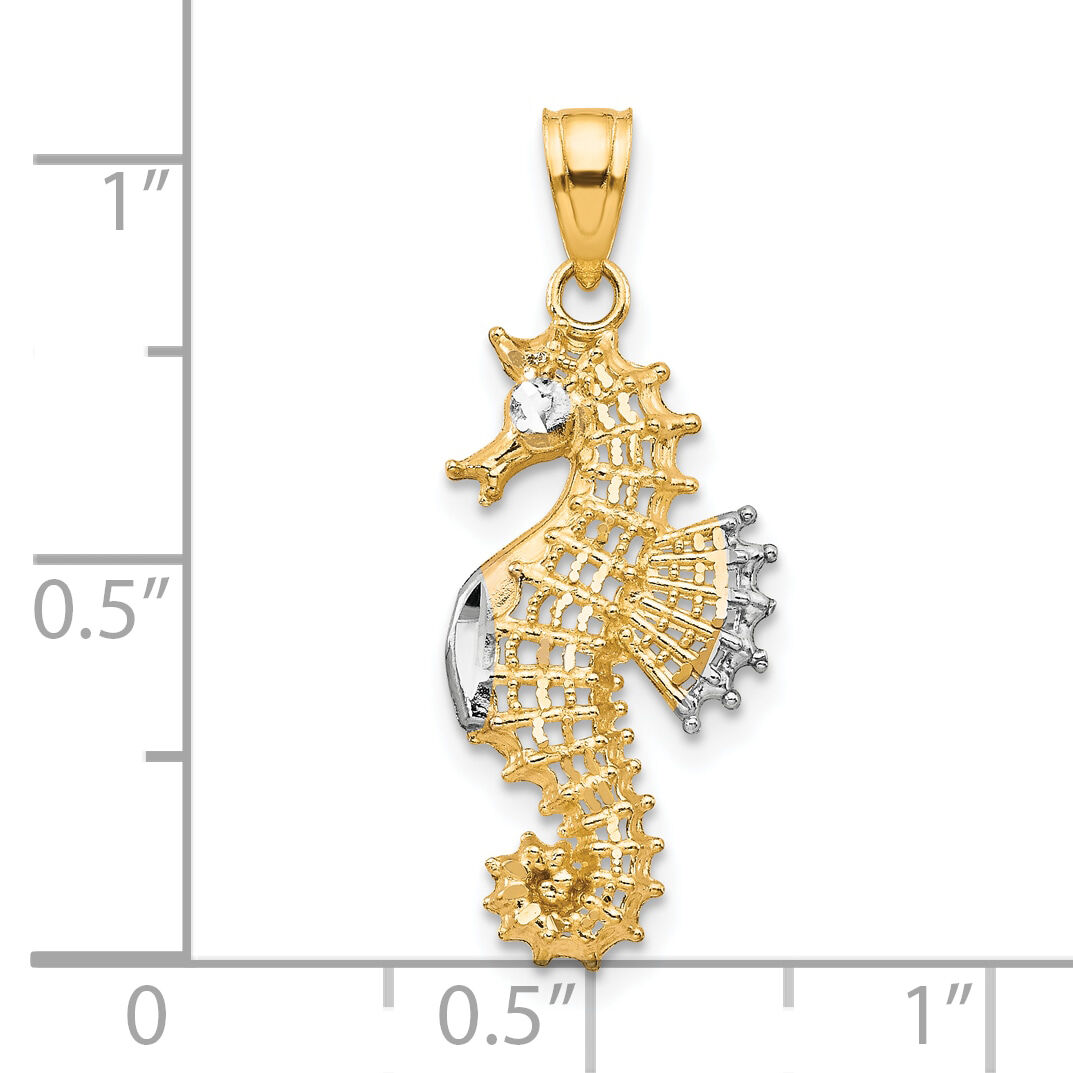 10K w/Rhodium Seahorse Charm-10C1020