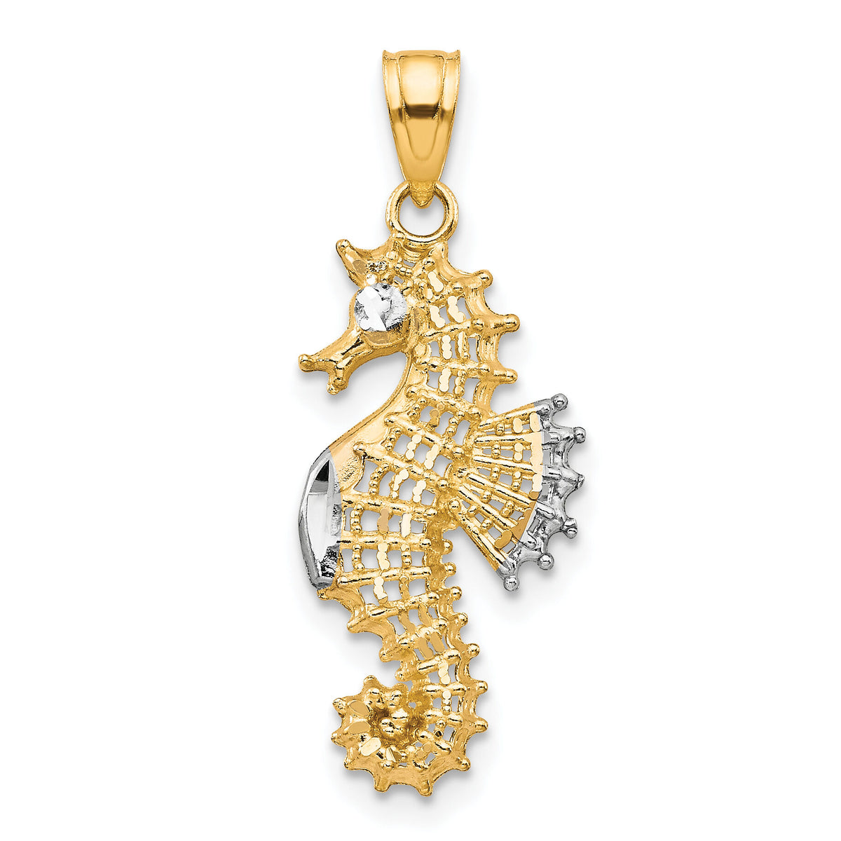 10K w/Rhodium Seahorse Charm-10C1020