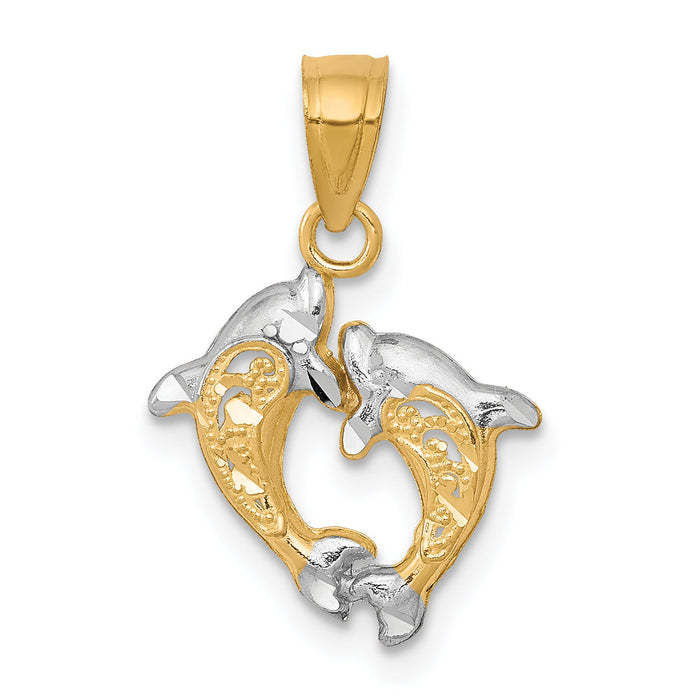 10K w/Rhodium Small Dolphin Charm-10C1021