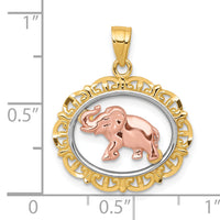 10k Two-tone with White Rhodium Elephant Charm-10C1026