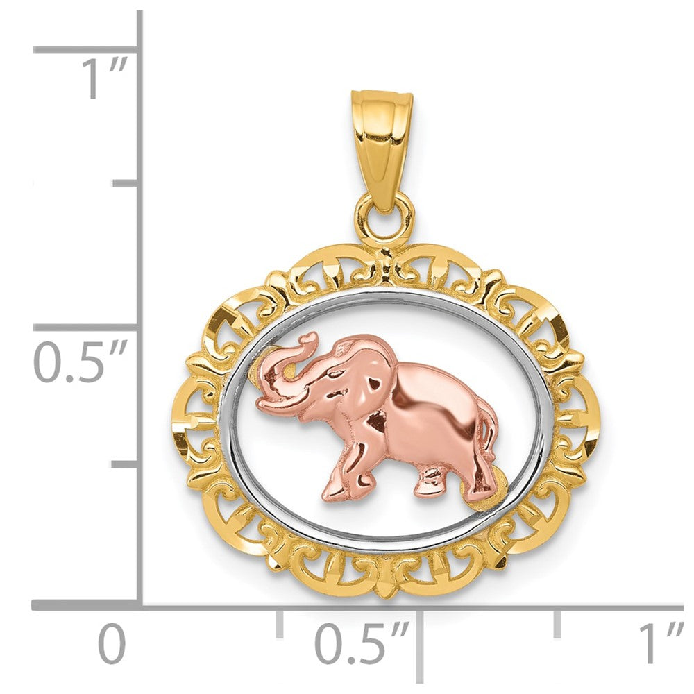 10k Two-tone with White Rhodium Elephant Charm-10C1026