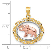 10k Two-tone with White Rhodium Elephant Charm-10C1026