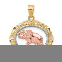 10k Two-tone with White Rhodium Elephant Charm-10C1026