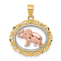 10k Two-tone with White Rhodium Elephant Charm-10C1026