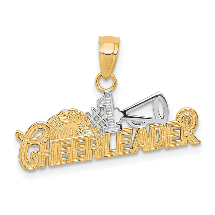10K w/ Rhodium #1 CHEERLEADER Charm-10C1030