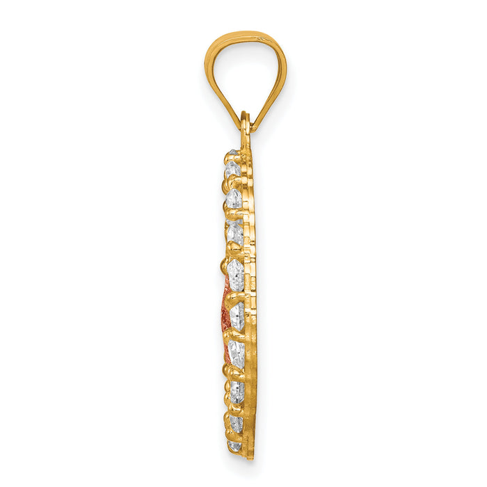 10k Two-tone CZ Cross Pendant-10C1036