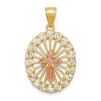 10k Two-tone CZ Cross Pendant-10C1036