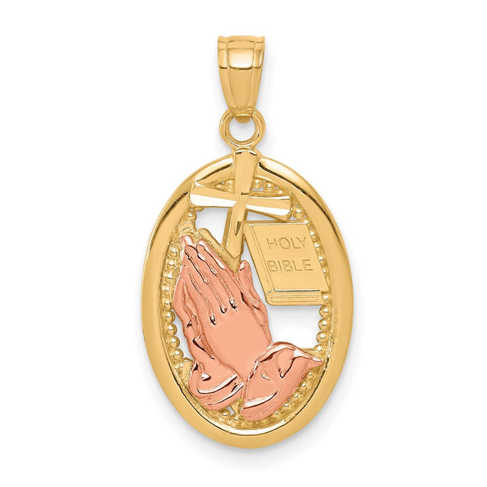 10k Two-tone Praying Hands Pendant-10C1042