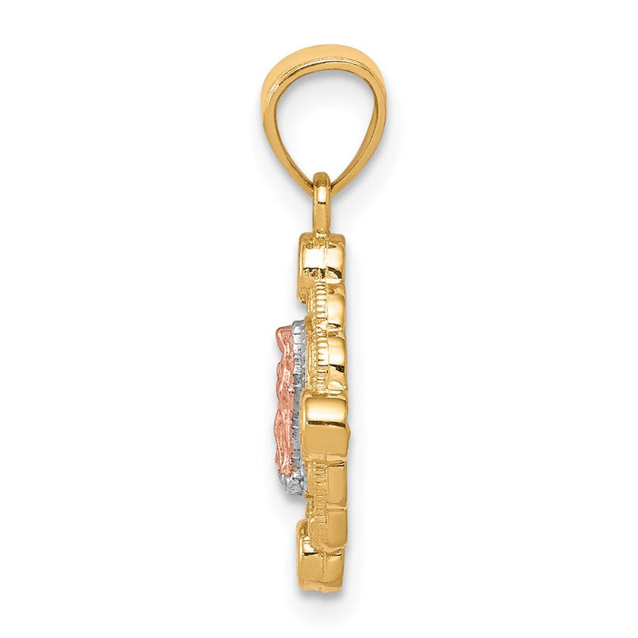 10k Small Two-tone w/ White Rhodium Our Lady of Guadalupe Pendant-10C1043