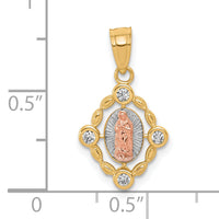 10k Small Two-tone w/ White Rhodium Our Lady of Guadalupe Pendant-10C1043