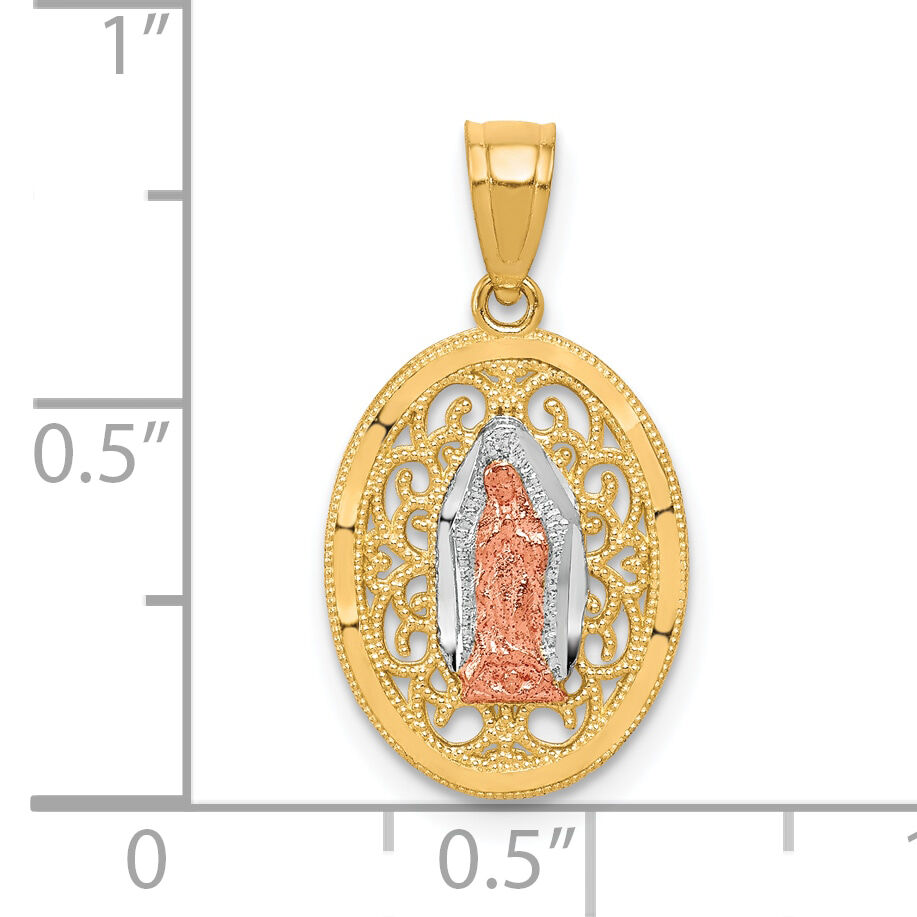10k Two-tone with White Rhodium Our Lady of Guadalupe Pendant-10C1044