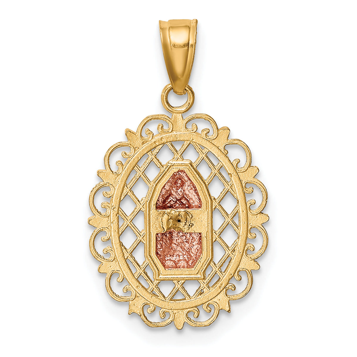 10k Two-tone with White Rhodium Our Lady of Guadalupe Pendant-10C1045