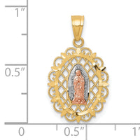 10k Two-tone with White Rhodium Our Lady of Guadalupe Pendant-10C1045