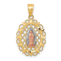 10k Two-tone with White Rhodium Our Lady of Guadalupe Pendant-10C1045