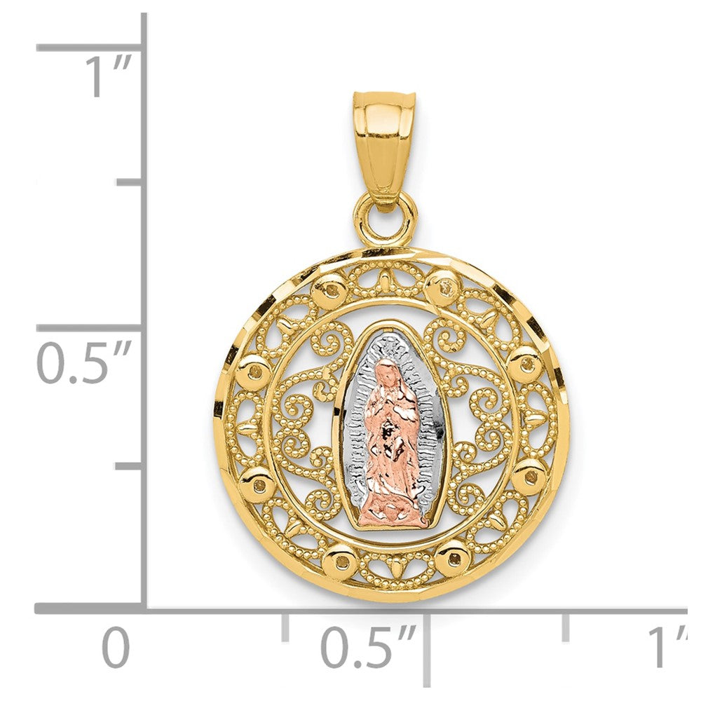 10k Two-tone with White Rhodium Our Lady of Guadalupe Pendant-10C1046