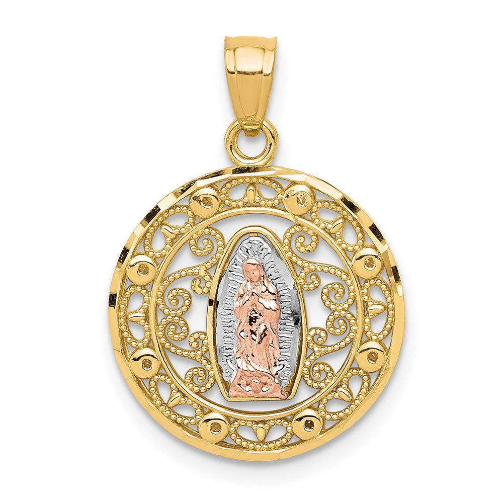 10k Two-tone with White Rhodium Our Lady of Guadalupe Pendant-10C1046