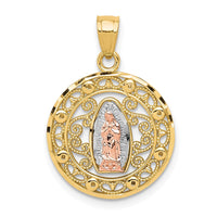10k Two-tone with White Rhodium Our Lady of Guadalupe Pendant-10C1046
