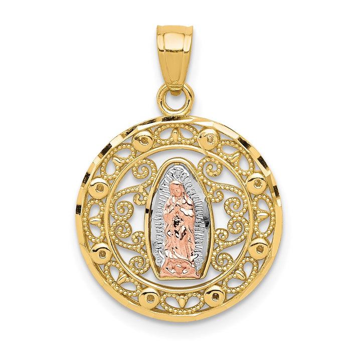 10k Two-tone with White Rhodium Our Lady of Guadalupe Pendant-10C1046
