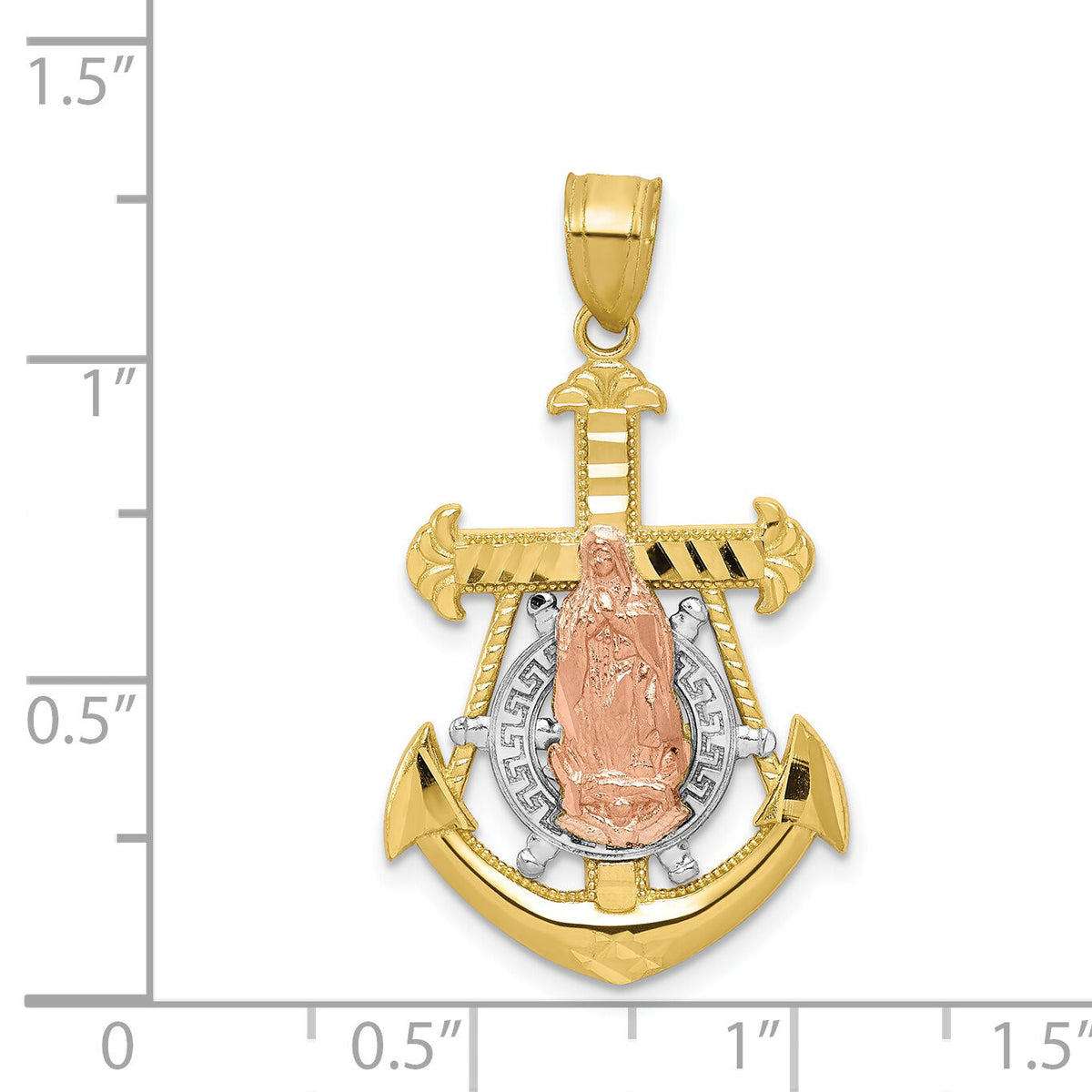 10k Two-tone w/Rhodium Mariner Blessed Mother Pendant-10C1048