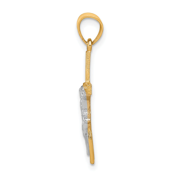10K w/ Rhodium Crucifix Pendant-10C1050