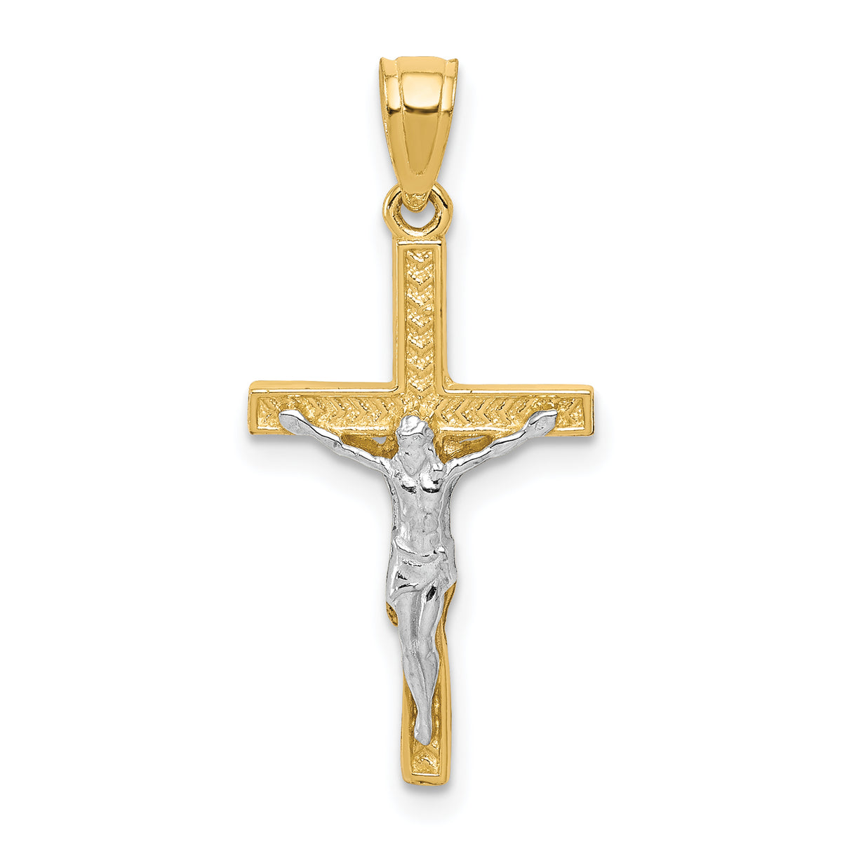 10K w/ Rhodium Crucifix Pendant-10C1050
