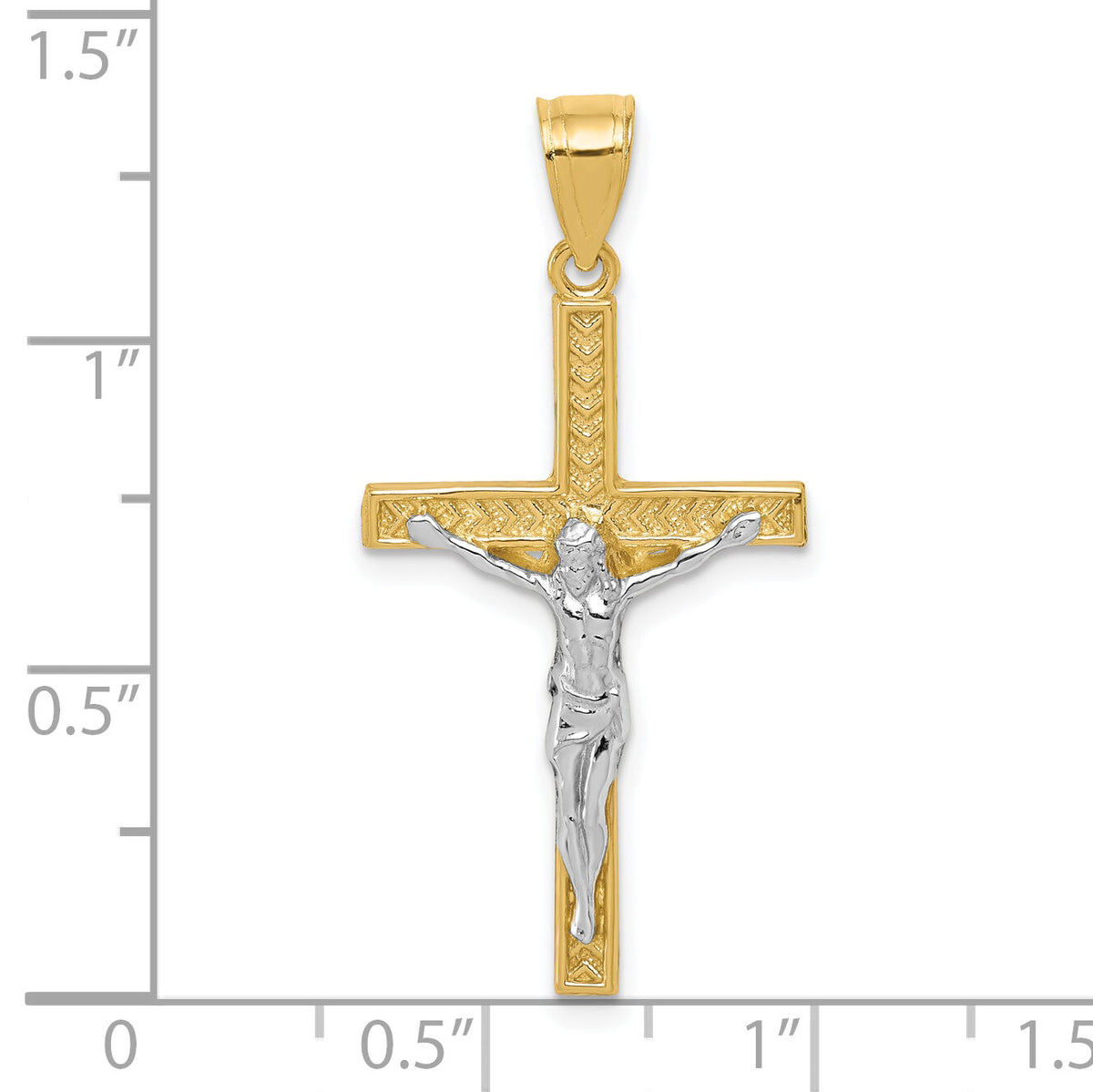 10K w/ Rhodium Crucifix Pendant-10C1051