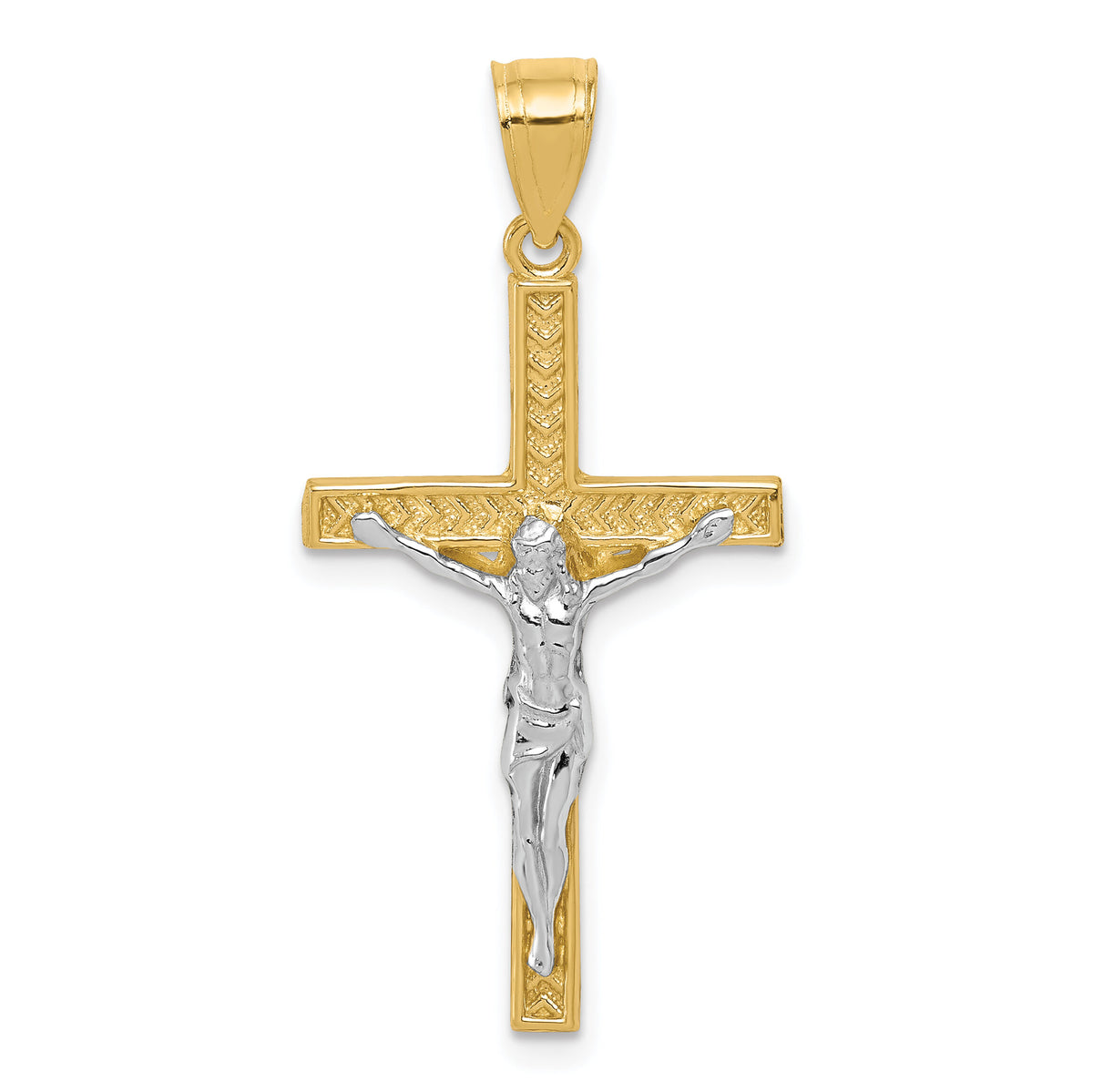 10K w/ Rhodium Crucifix Pendant-10C1051