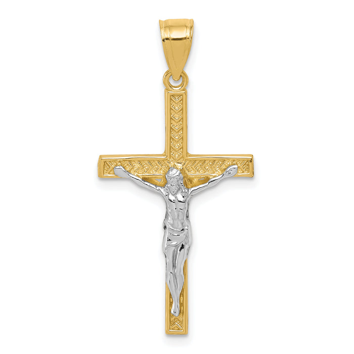 10K w/ Rhodium Crucifix Pendant-10C1051