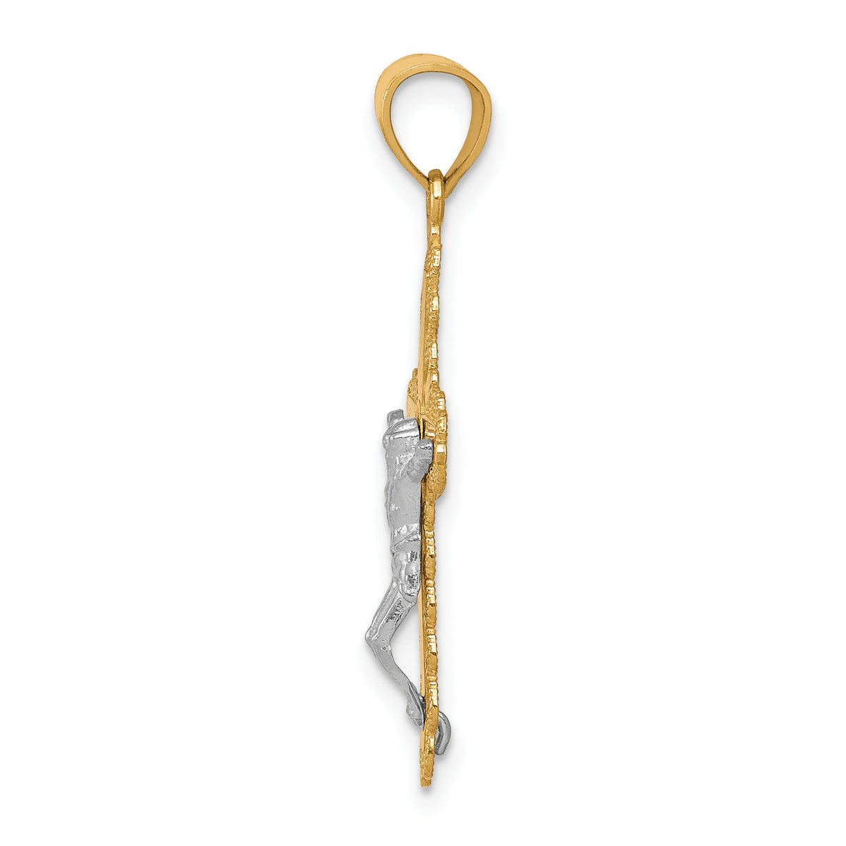 10K w/ Rhodium Filigree Crucifix Pendant-10C1052