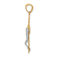 10K w/ Rhodium Filigree Crucifix Pendant-10C1052