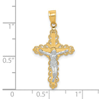 10K w/ Rhodium Filigree Crucifix Pendant-10C1052