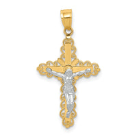 10K w/ Rhodium Filigree Crucifix Pendant-10C1052