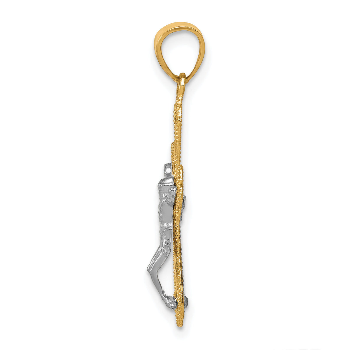 10K w/ Rhodium Filigree Crucifix Pendant-10C1053