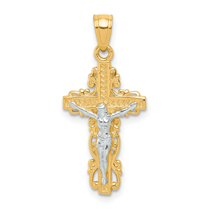 10K w/ Rhodium Crucifix Pendant-10C1055