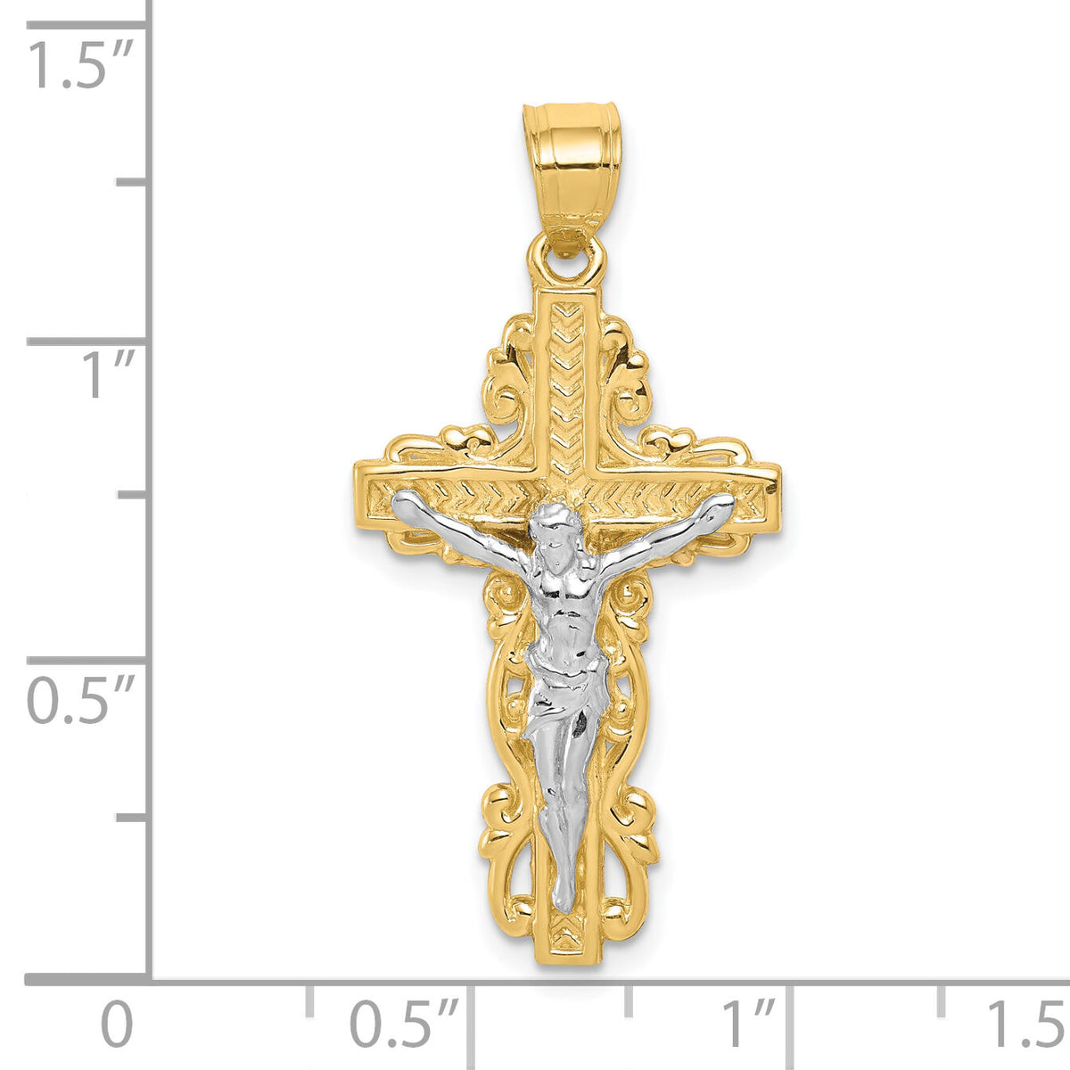 10K w/ Rhodium Crucifix Pendant-10C1056