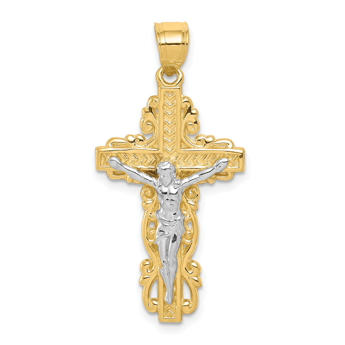10K w/ Rhodium Crucifix Pendant-10C1056