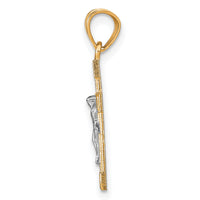 10K w/ Rhodium Small Crucifix Pendant-10C1057